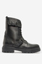 Women's Thick Sole Belt Detailed Casual Boots Real Leather Br 66164 Black