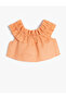 Linen Blouse Crop Off Shoulder Ruffles