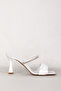 Women's Embellished Heeled Dress Slippers Genuine Leather Zy 7716 White