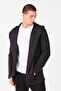 Men's Black Regular Fit Hooded Long Poncho Cardigan