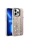 Apple iPhone 13 Pro Max Compatible Case Glossy Surface Patterned Silver Hard Cover