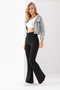 Women's Black Flared Crepe High Waist Lycra Tightening Leggings Trousers - 6