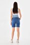 Women's Maternity Denim Shorts Stretchy Comfortable Fit with Abdominal Band Blue - 6