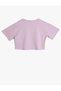 Crop T-shirt Short Sleeve Crew Neck Text Printed Cotton - 2