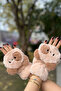 Ratatuy Design Inside Fleece Button Detailed Touch Screen Compatible Covered Plush Special Design Gloves - 4