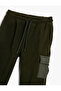 Jogger Sweatpants with Flap Pocket Detail Tie Waist Drape - 3