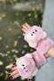 Ratatuy Design Inside Fleece Button Detailed Touch Screen Compatible Covered Plush Special Design Gloves
