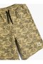 Bermuda Shorts with Laced Waist and Pocketed Leaf Pattern - 3