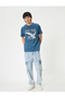 Slogan Printed T-Shirt Crew Neck Short Sleeve Cotton - 2