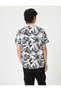 Slogan Printed T-Shirt Floral Short Sleeve Crew Neck - 4