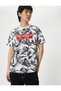 Slogan Printed T-Shirt Floral Short Sleeve Crew Neck