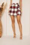 Women's Red Plaid Mini Skirt with Buckle Detail Dm2029 - 8
