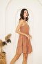Women's Camel Strap Beaded Tassel Skirt Flounced Mini Dress Dm1038 - 8