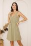 Women's Green Gathered Waist Sleeveless Mini Parachute Dress Dm1028 - 3