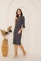 Women's Anthracite Short-Sleeved Shirred Shirt Dress Dm1039 - 8