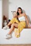 Women's Yellow Floral Patterned Slit Midi Skirt Dm2014 - 4