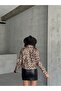 Women's Leopard Print Double Pocket Stamp Coat Jacket - 5