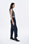 Waist Detailed Stitched Trousers Navy Blue - 3