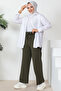 Khaki High Waist Wide Leg Trousers