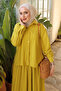 Oil Green Short Front Long Back Shirt Skirt Crinkle Fabric Set - 4