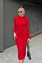 Red Helen Half Turtleneck Waist And Shoulder Draped Women's Midi Dress - 2