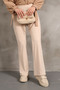 Beige High Waist Scuba Trousers - 3