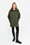 Women's Hooded Diagonal Striped Araboy Quilted Coat Khaki - 5