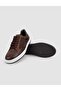 100% Genuine Leather Brown Lace-Up Women's Sneakers - 4