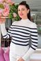 Half Fisherman Striped Knitwear Blouse 5K062 - 4