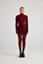Turtleneck Gathered Mini Tami Dress Burgundy - 3