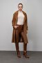 Angora Look Coat with Snap Closure Epaulettes and Chain Accessories Taba 3074 - 5