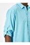 4sam60054hw 681 Turquoise Men's Cotton Woven Long Sleeve Shirt - 3