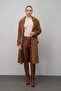 Angora Look Coat with Snap Closure Epaulettes and Chain Accessories Taba 3074 - 3