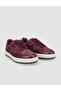 100% Genuine Leather Burgundy Lace-Up Women's Sneakers - 2