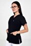 Deniz Iş Women's Lycra Half-Sleeve Black Scrubs Top - 2