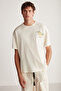 Phillip Men's Oversize Fit 100% Cotton Thick Textured Printed Vanilla T-shirt - 2