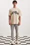 Noris Men's Regular Fit 100% Cotton Printed Beige T-shirt - 4