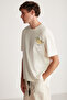 Phillip Men's Oversize Fit 100% Cotton Thick Textured Printed Vanilla T-shirt - 4