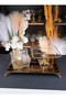 Gold Detailed Metal Standed Madlen 2 Size Square Service Presentation Plate 2 Pieces - 2