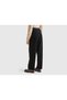 Women's Black Cotton Blended Wide Leg Velvet Trousers with Elastic Back Pockets - 3