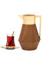 Lydia Thermos, 1 liter, glass inner container, pressure, gold handle - light brown