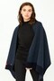 Women's Floral Embroidered Knitwear Shawl Dark Blue