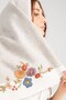 Women's Floral Embroidered Knitwear Shawl Bone - 3
