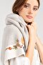 Women's Floral Embroidered Knitwear Shawl Bone - 4
