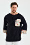 Bohemian Ethnic Pattern Pocket and Stripe Detail Fakir Sleeve T-Shirt - 4