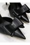 Women's Black Buckle Skin 8cm Thin Transparent Cover Heeled Stiletto Shoes - 2