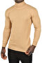 Men's Camel Zigzag Print Full Turtleneck Slim Fit Throat Knitwear Sweater 2505497 - 2