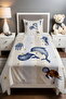 Blue Cream Striped Undersea Patterned Single Baby Kids Pique Set