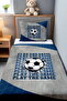 Blue Gray Football League Patterned Single Baby Kids Pique Set - 2