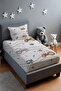 Brown Tractor Pattern Bedspread and Pillowcase - 2